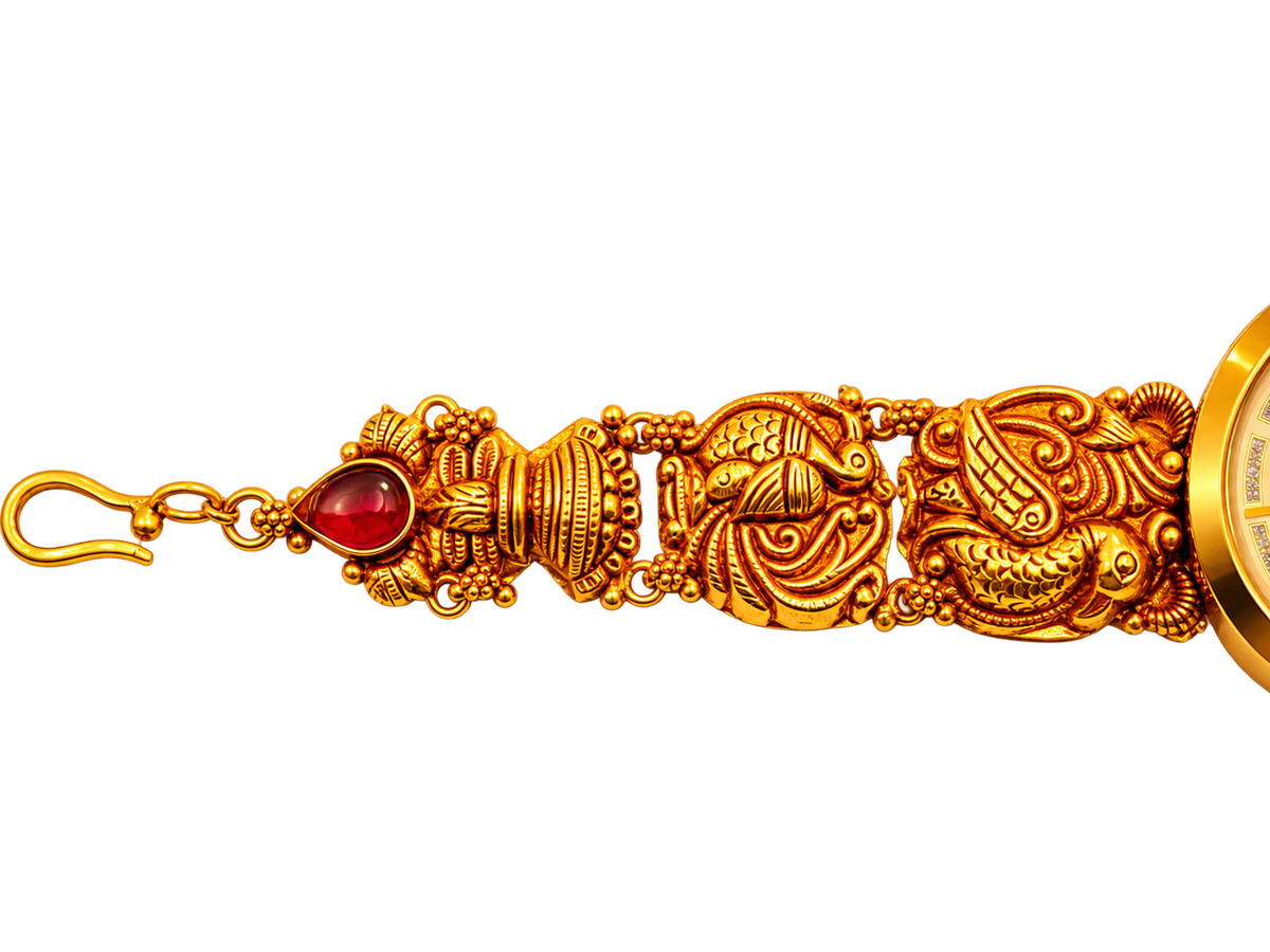Raga Titan Rajvani Ornate Bracelet Watch – Gold Tone