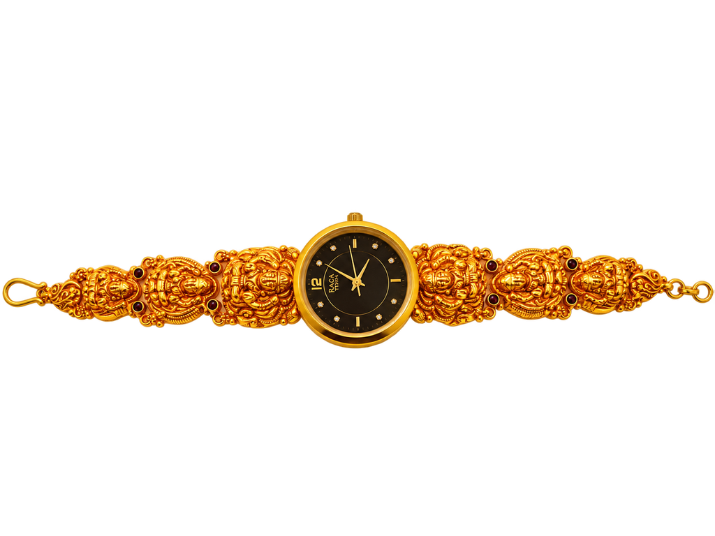 Raga Titan Rudra Heritage Black Dial Gold-Tone Watch