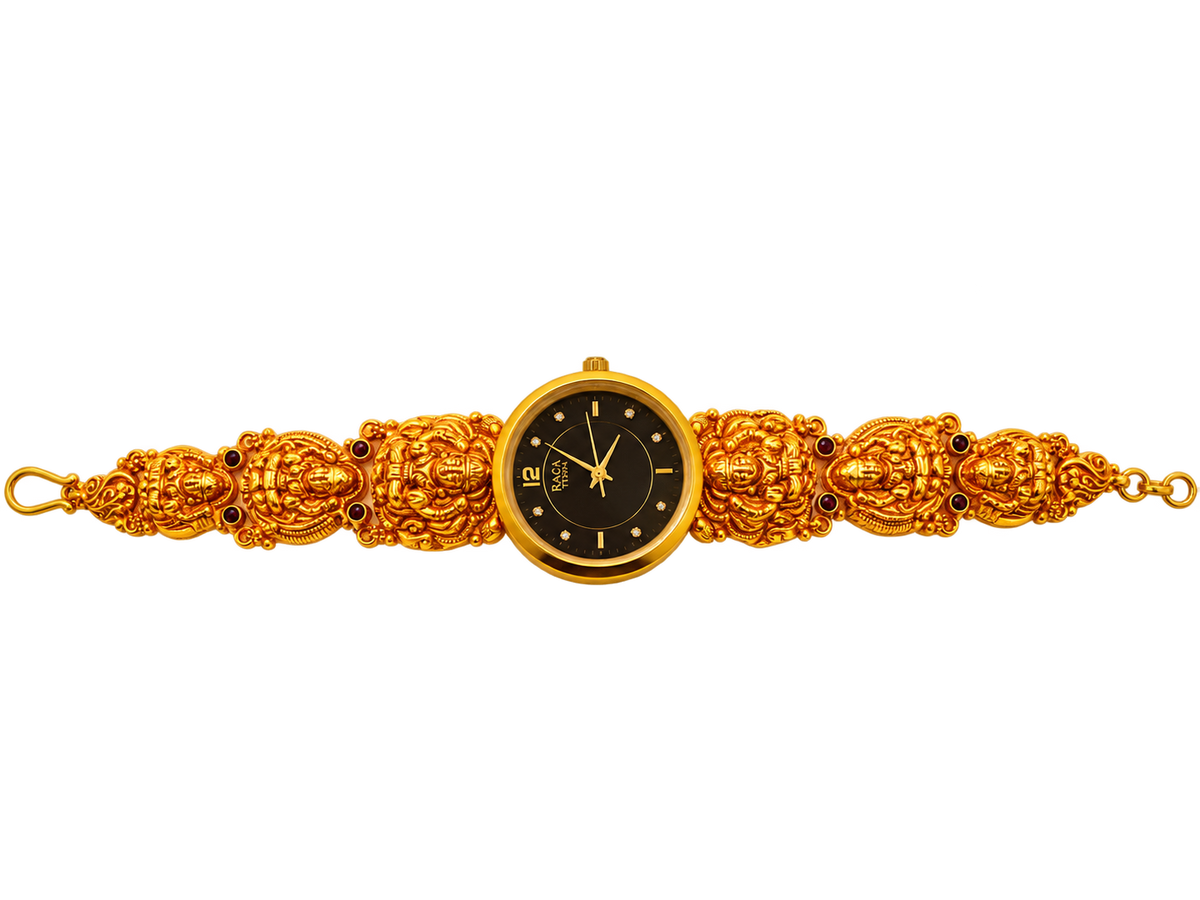 Raga Titan Rudra Heritage Black Dial Gold-Tone Watch