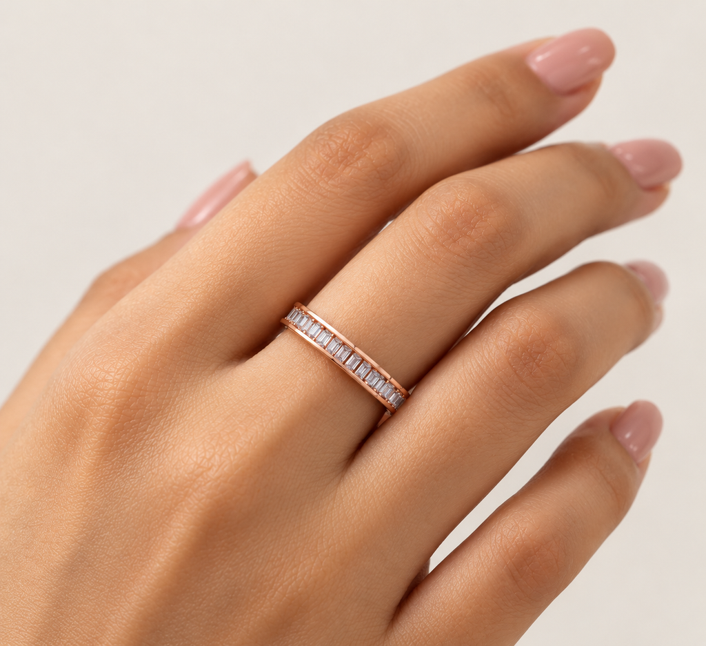Rosé Baguette Veil Ring