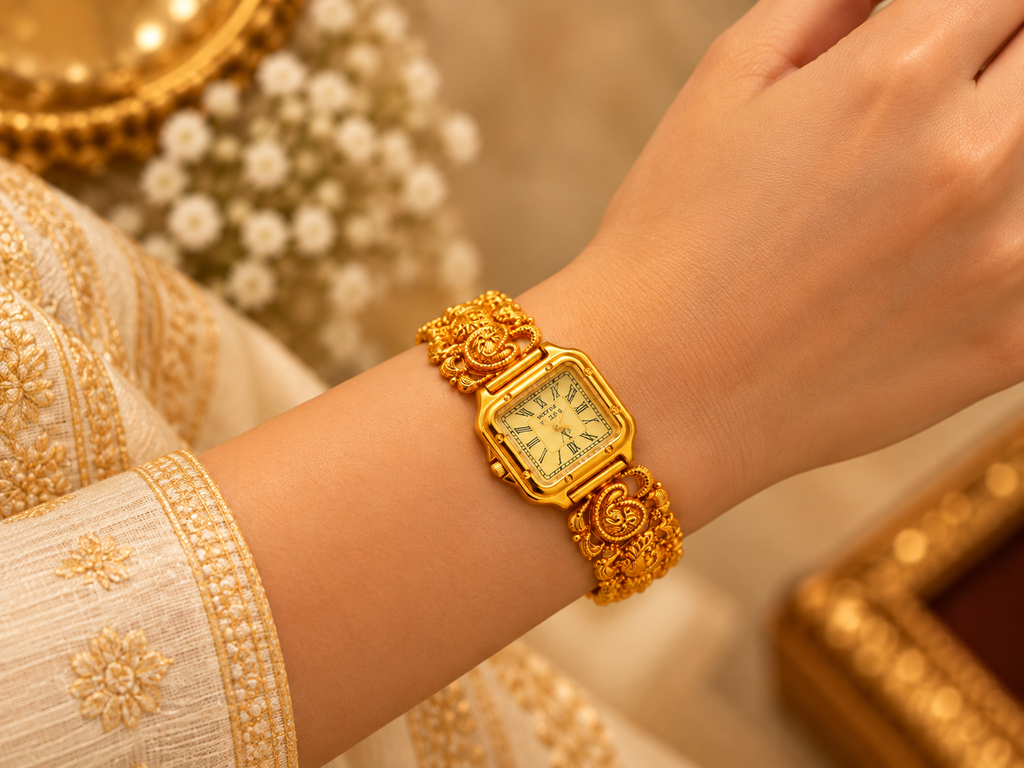 Viha Quartz Rajvani Heritage Gold-Tone Bracelet Watch