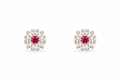 Rose Gold Celeste Ruby Bloom Stud Earrings