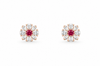 Rose Gold Celeste Ruby Bloom Stud Earrings