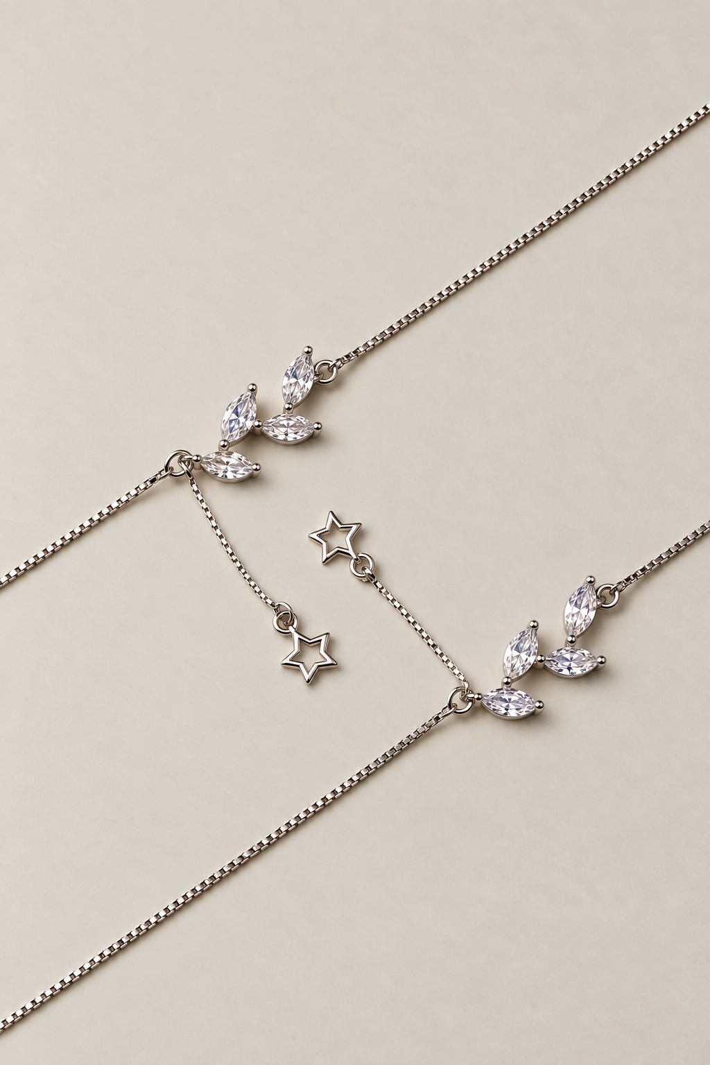Silver Celeste Floral Star Anklet