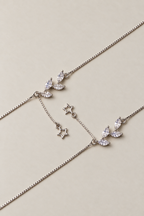 Silver Celeste Floral Star Anklet