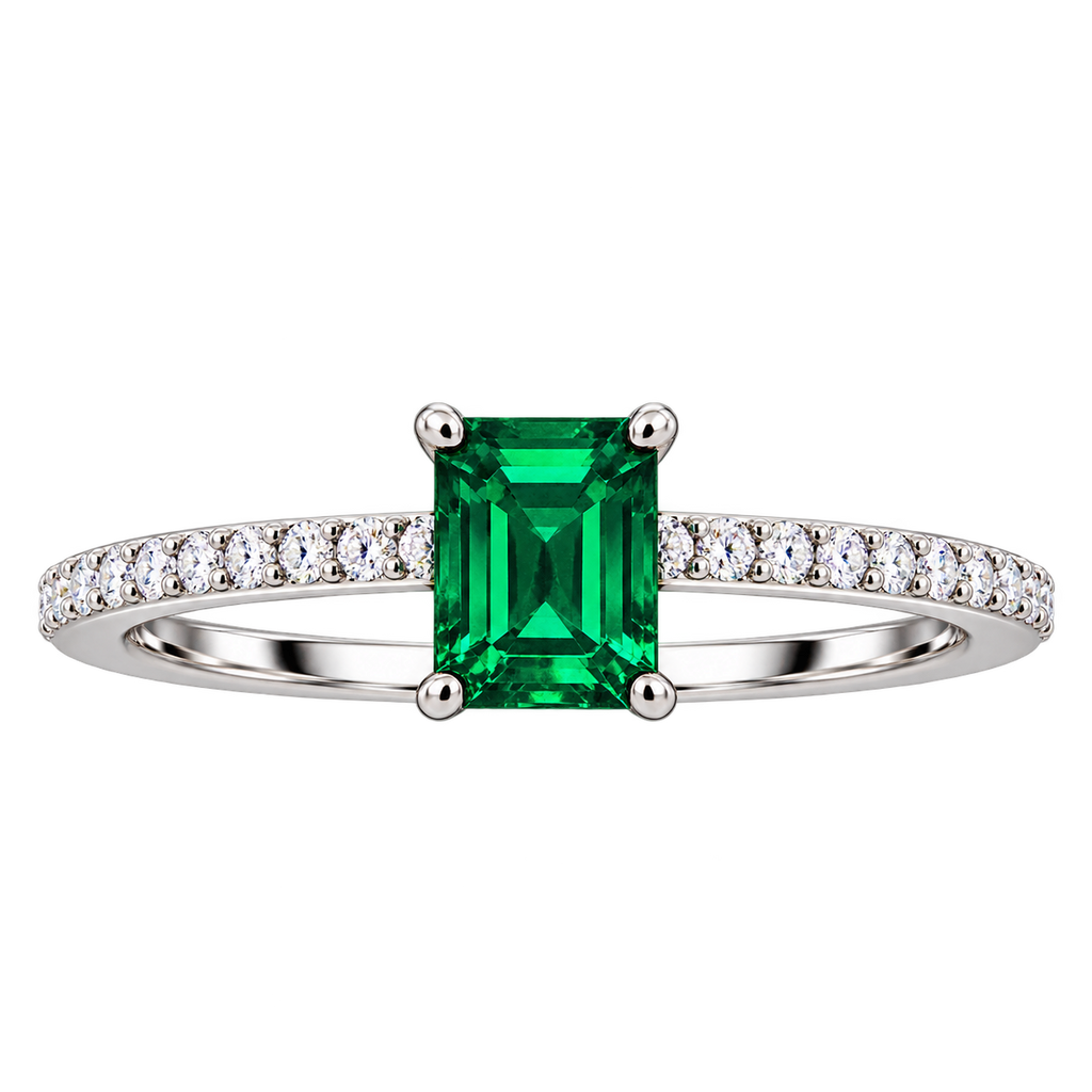 Silver Emerald Crystal Grace Ring