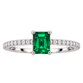 Silver Emerald Crystal Grace Ring
