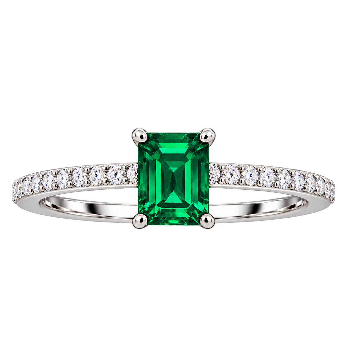 Silver Emerald Crystal Grace Ring