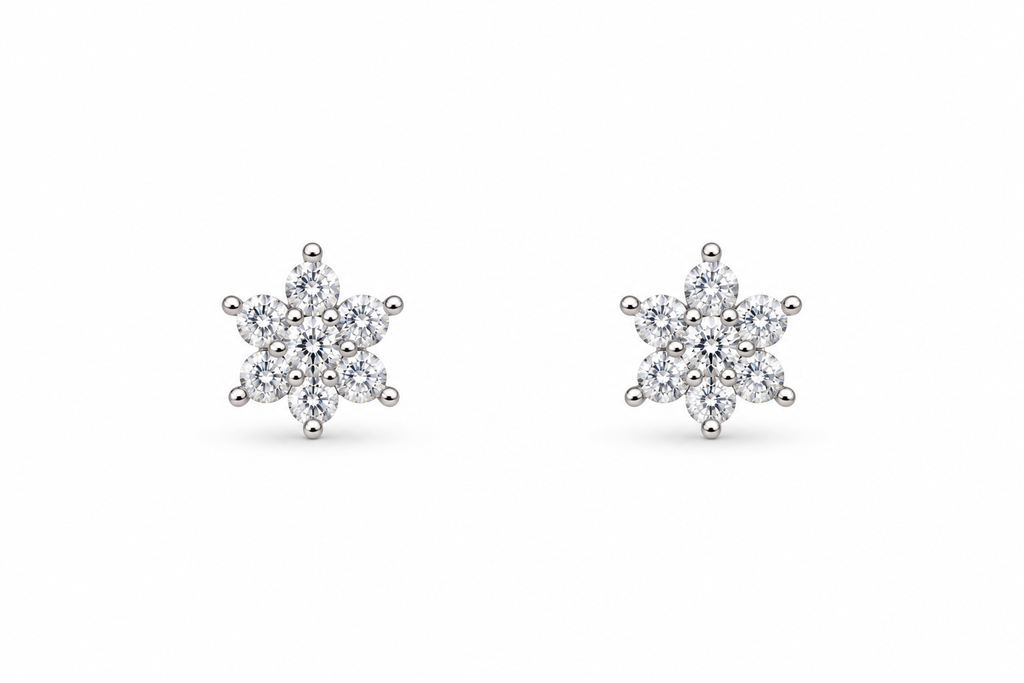 Silver Blossom Cluster Studs