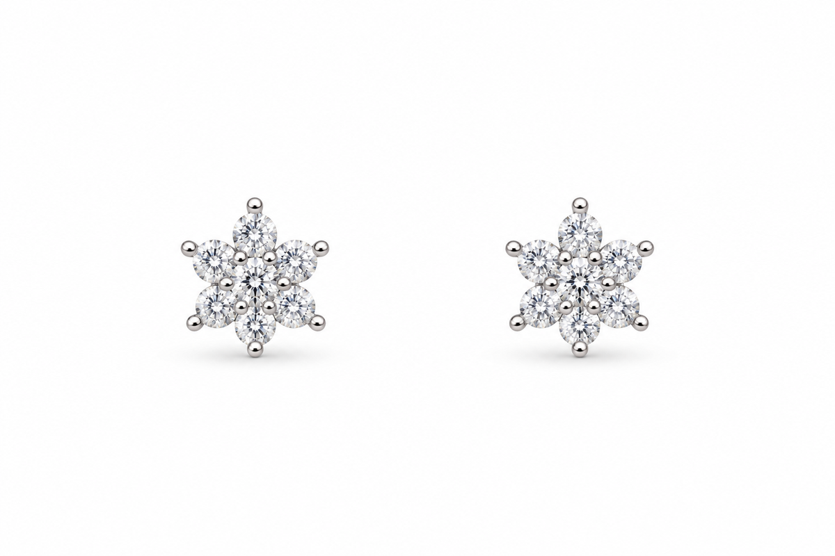 Silver Blossom Cluster Studs