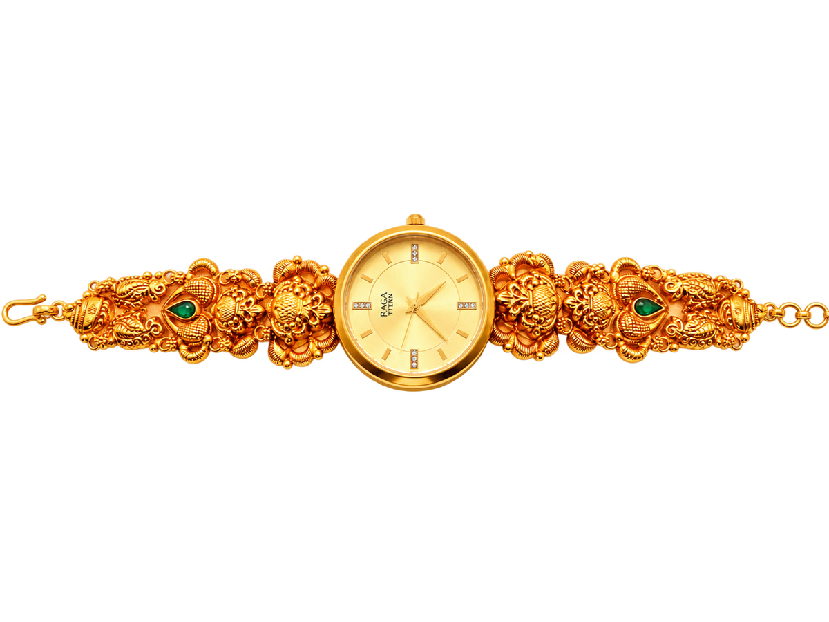 Raga Titan Aurelia Heritage Gold-Tone Bracelet Watch